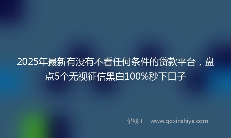2025年最新有没有不看任何条件的贷款平台，盘点5个无视征信黑白100%秒下口子