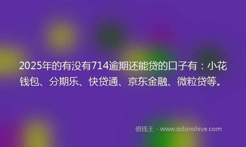 2025年的有没有714逾期还能贷的口子有：小花钱包、分期乐、快贷通、京东金融、微粒贷等。