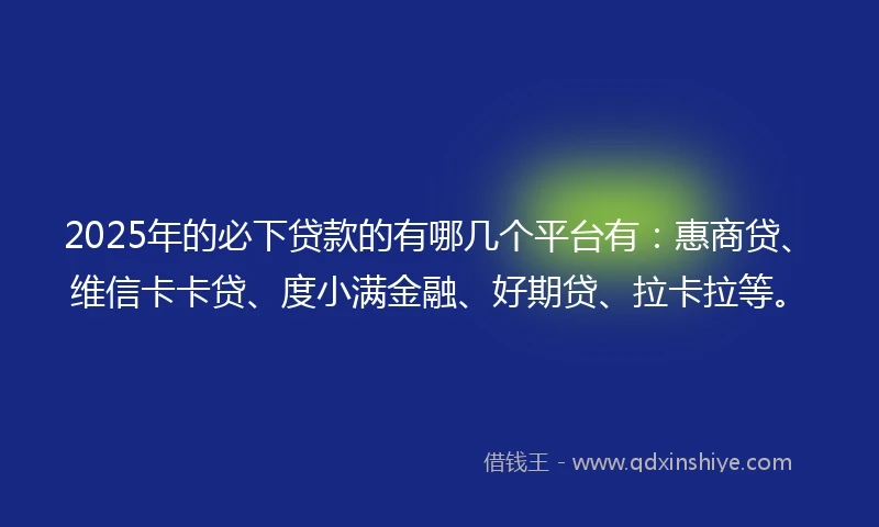 2025年的必下贷款的有哪几个平台有：惠商贷、维信卡卡贷、度小满金融、好期贷、拉卡拉等。
