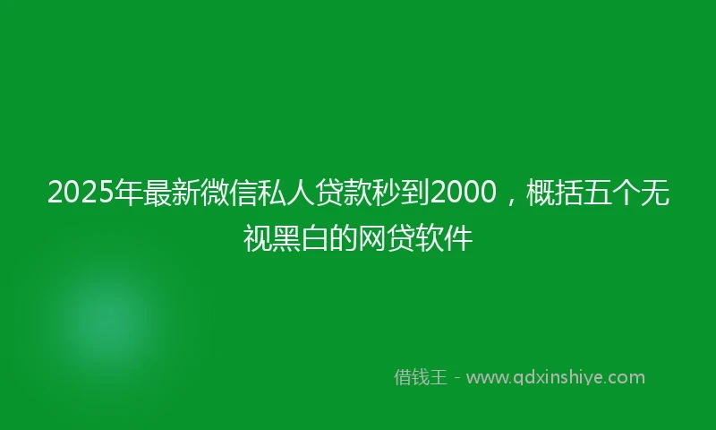 2025年最新微信私人贷款秒到2000，概括五个无视黑白的网贷软件