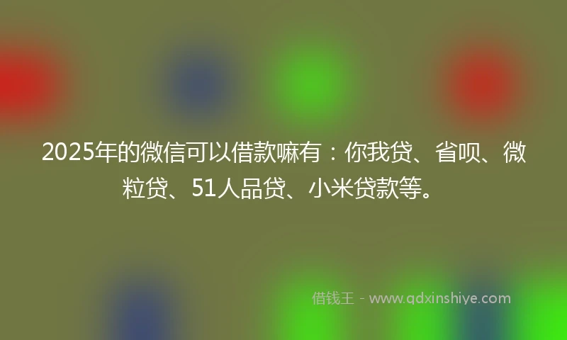 2025年的微信可以借款嘛有：你我贷、省呗、微粒贷、51人品贷、小米贷款等。
