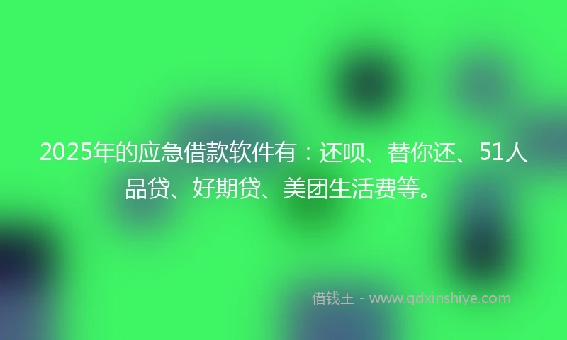 2025年的应急借款软件有：还呗、替你还、51人品贷、好期贷、美团生活费等。