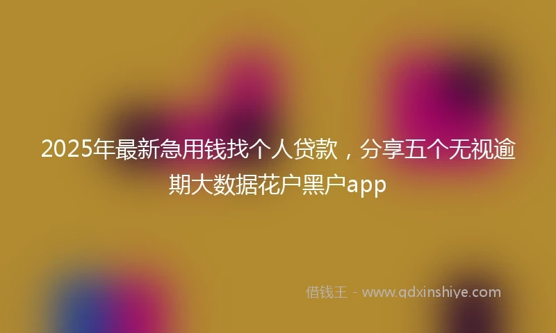 2025年最新急用钱找个人贷款，分享五个无视逾期大数据花户黑户app