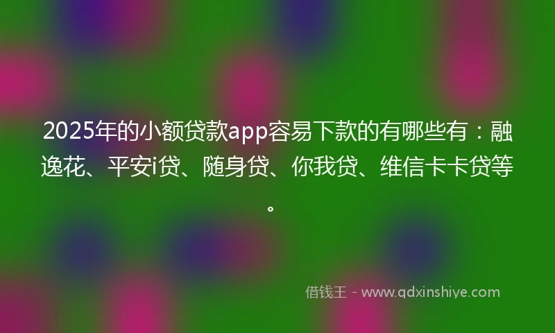 2025年的小额贷款app容易下款的有哪些有:融逸花、平安i贷、随身贷、你我贷、维信卡卡贷等。