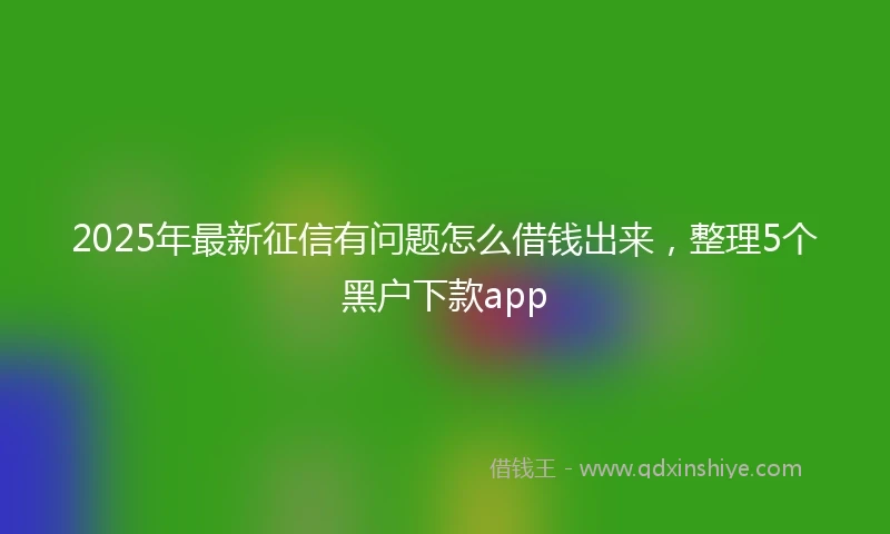 2025年最新征信有问题怎么借钱出来,整理5个黑户下款app