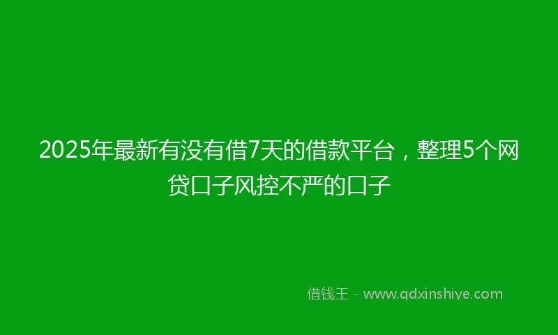 2025年最新有没有借7天的借款平台，整理5个网贷口子风控不严的口子