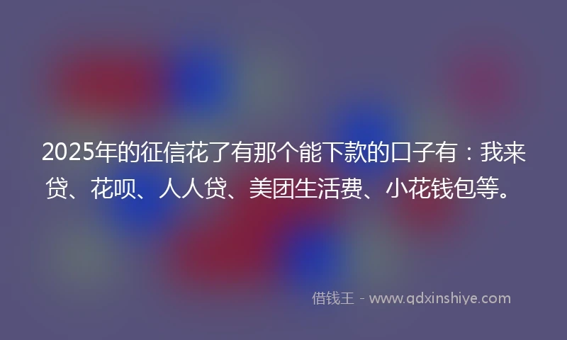 2025年的征信花了有那个能下款的口子有：我来贷、花呗、人人贷、美团生活费、小花钱包等。