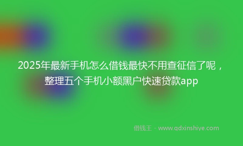 2025年最新手机怎么借钱最快不用查征信了呢，整理五个手机小额黑户快速贷款app