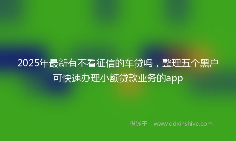 2025年最新有不看征信的车贷吗，整理五个黑户可快速办理小额贷款业务的app