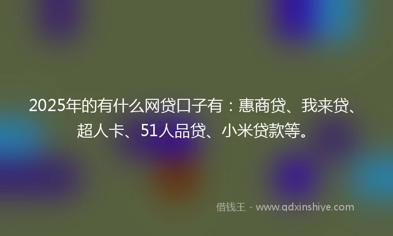 2025年的有什么网贷口子有：惠商贷、我来贷、超人卡、51人品贷、小米贷款等。