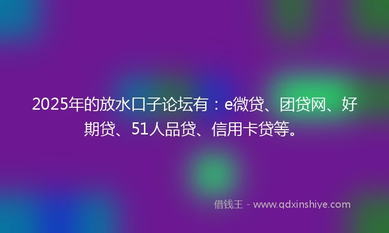 2025年的放水口子论坛有：e微贷、团贷网、好期贷、51人品贷、信用卡贷等。