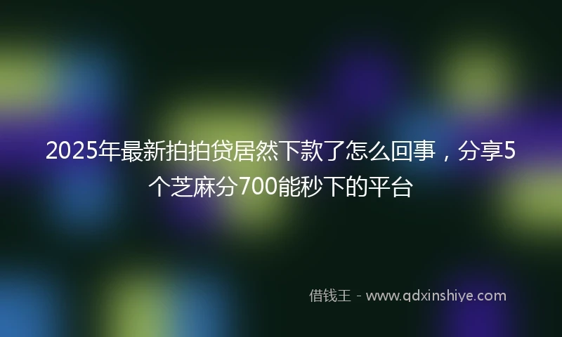 2025年最新拍拍贷居然下款了怎么回事，分享5个芝麻分700能秒下的平台