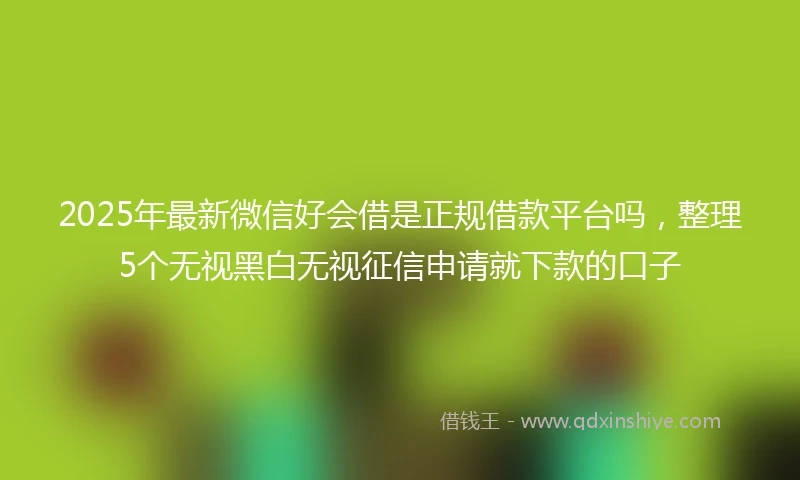 2025年最新微信好会借是正规借款平台吗，整理5个无视黑白无视征信申请就下款的口子