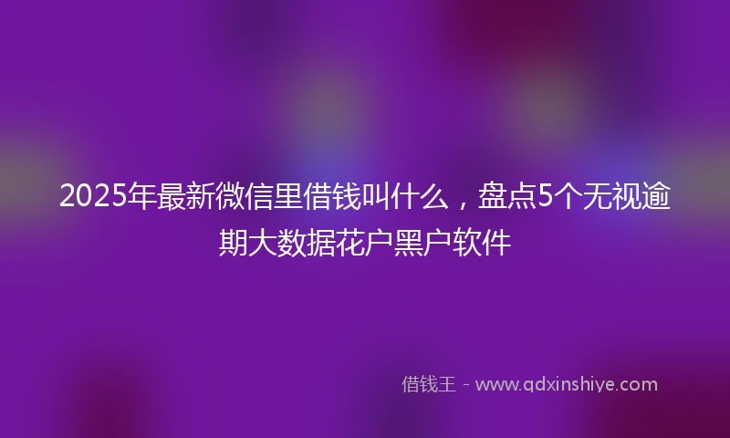 2025年最新微信里借钱叫什么，盘点5个无视逾期大数据花户黑户软件