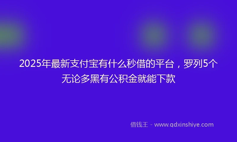2025年最新支付宝有什么秒借的平台，罗列5个无论多黑有公积金就能下款