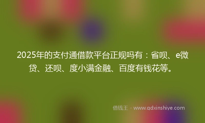 2025年的支付通借款平台正规吗有：省呗、e微贷、还呗、度小满金融、百度有钱花等。