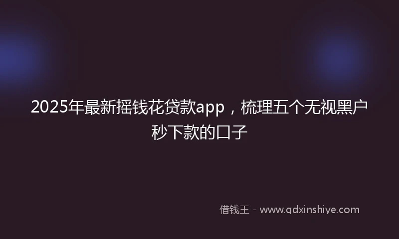 2025年最新摇钱花贷款app，梳理五个无视黑户秒下款的口子