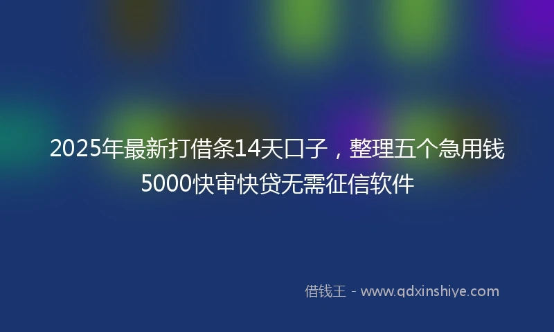 2025年最新打借条14天口子，整理五个急用钱5000快审快贷无需征信软件