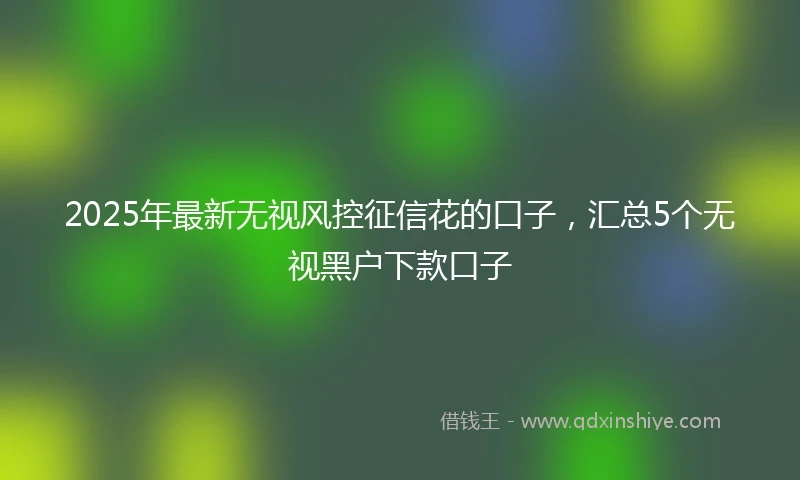 2025年最新无视风控征信花的口子，汇总5个无视黑户下款口子