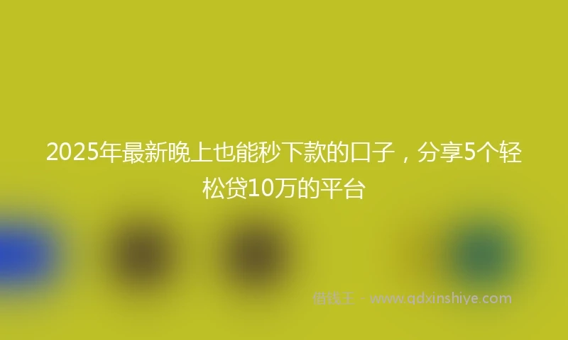 2025年最新晚上也能秒下款的口子，分享5个轻松贷10万的平台