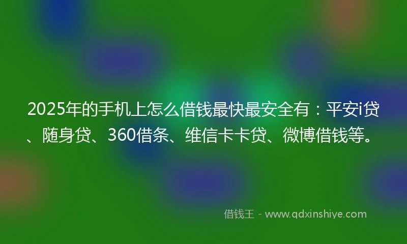 2025年的手机上怎么借钱最快最安全有：平安i贷、随身贷、360借条、维信卡卡贷、微博借钱等。