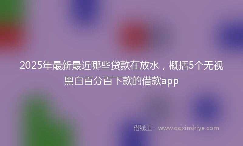 2025年最新最近哪些贷款在放水，概括5个无视黑白百分百下款的借款app