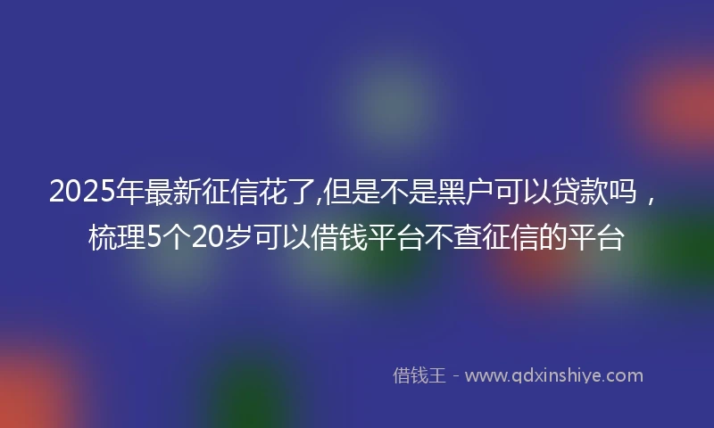 2025年最新征信花了,但是不是黑户可以贷款吗，梳理5个20岁可以借钱平台不查征信的平台