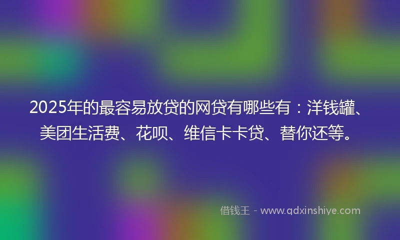 2025年的最容易放贷的网贷有哪些有：洋钱罐、美团生活费、花呗、维信卡卡贷、替你还等。