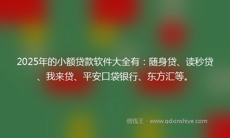 2025年的小额贷款软件大全有：随身贷、读秒贷、我来贷、平安口袋银行、东方汇等。
