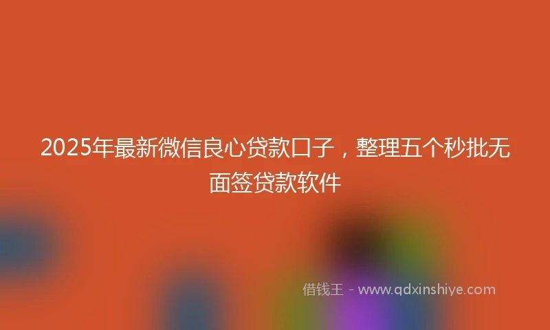 2025年最新微信良心贷款口子，整理五个秒批无面签贷款软件