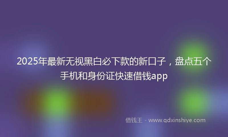 2025年最新无视黑白必下款的新口子，盘点五个手机和身份证快速借钱app