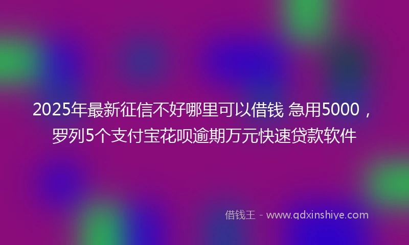 2025年最新征信不好哪里可以借钱 急用5000，罗列5个支付宝花呗逾期万元快速贷款软件
