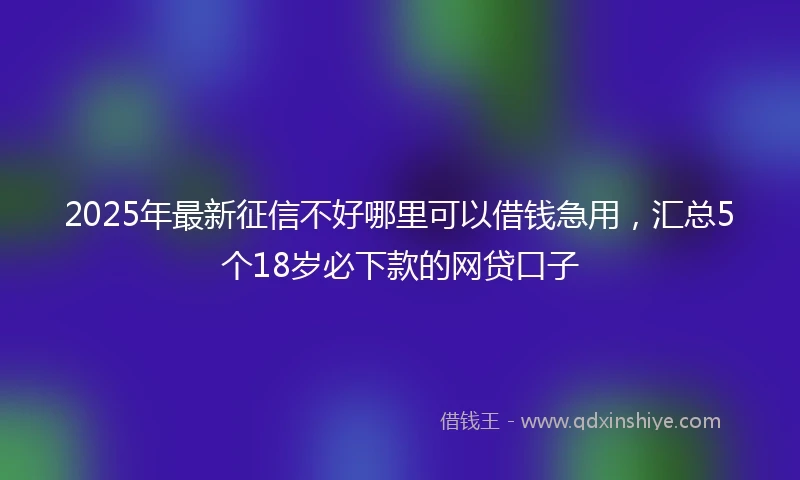2025年最新征信不好哪里可以借钱急用，汇总5个18岁必下款的网贷口子