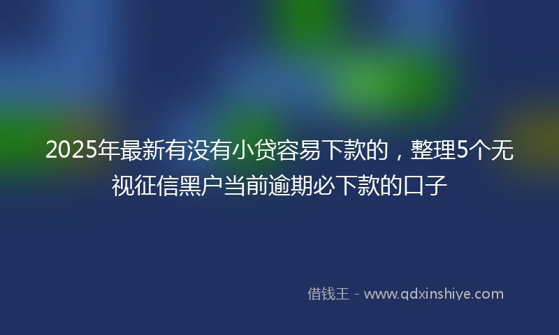 2025年最新有没有小贷容易下款的，整理5个无视征信黑户当前逾期必下款的口子