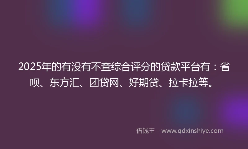 2025年的有没有不查综合评分的贷款平台有：省呗、东方汇、团贷网、好期贷、拉卡拉等。