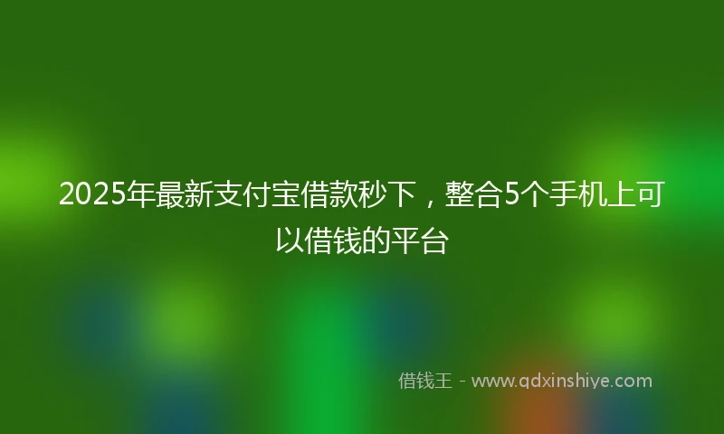 2025年最新支付宝借款秒下，整合5个手机上可以借钱的平台