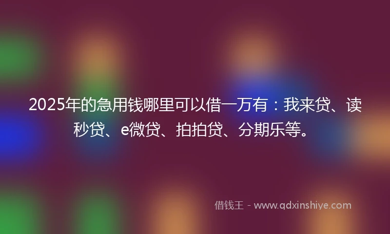 2025年的急用钱哪里可以借一万有：我来贷、读秒贷、e微贷、拍拍贷、分期乐等。