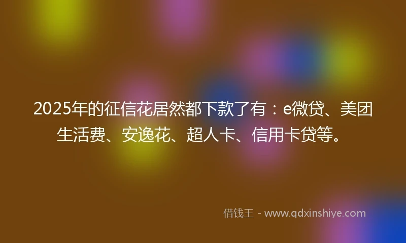 2025年的征信花居然都下款了有：e微贷、美团生活费、安逸花、超人卡、信用卡贷等。
