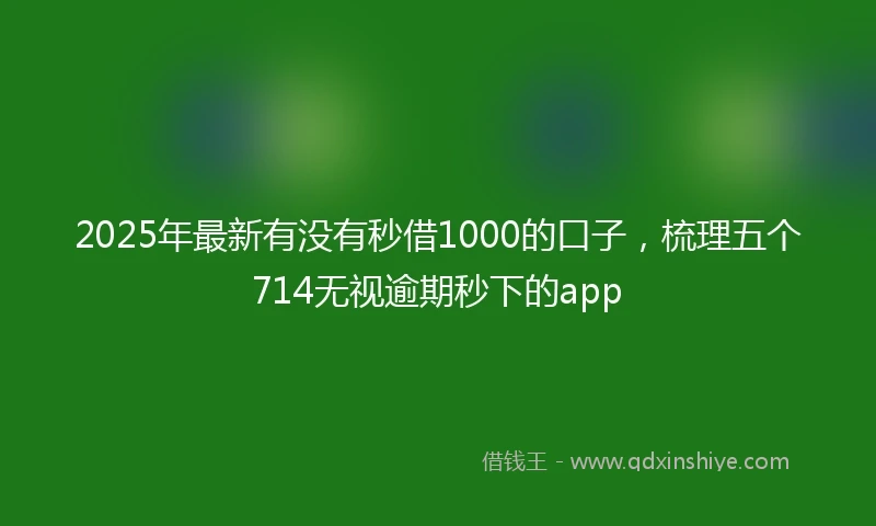 2025年最新有没有秒借1000的口子，梳理五个714无视逾期秒下的app