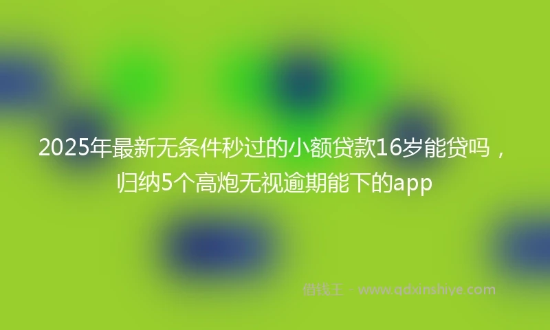 2025年最新无条件秒过的小额贷款16岁能贷吗，归纳5个高炮无视逾期能下的app