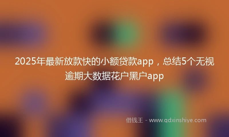 2025年最新放款快的小额贷款app，总结5个无视逾期大数据花户黑户app