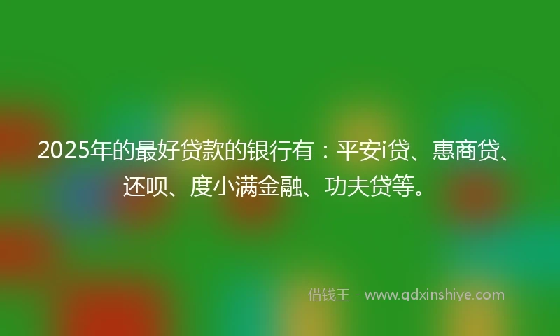 2025年的最好贷款的银行有：平安i贷、惠商贷、还呗、度小满金融、功夫贷等。