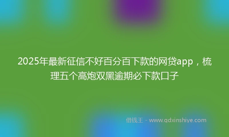 2025年最新征信不好百分百下款的网贷app,梳理五个高炮双黑逾期必下款口子