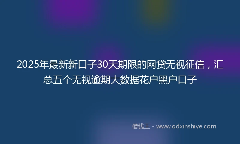 2025年最新新口子30天期限的网贷无视征信，汇总五个无视逾期大数据花户黑户口子