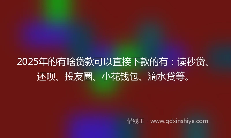 2025年的有啥贷款可以直接下款的有：读秒贷、还呗、投友圈、小花钱包、滴水贷等。