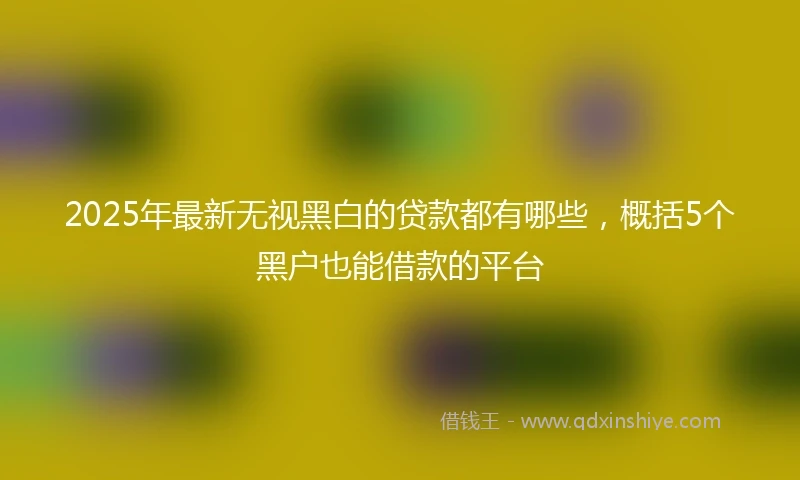 2025年最新无视黑白的贷款都有哪些，概括5个黑户也能借款的平台
