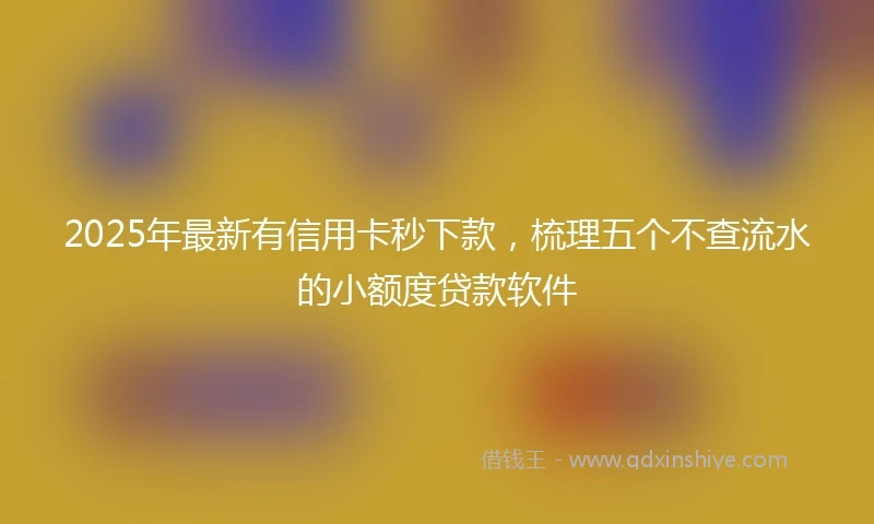 2025年最新有信用卡秒下款，梳理五个不查流水的小额度贷款软件