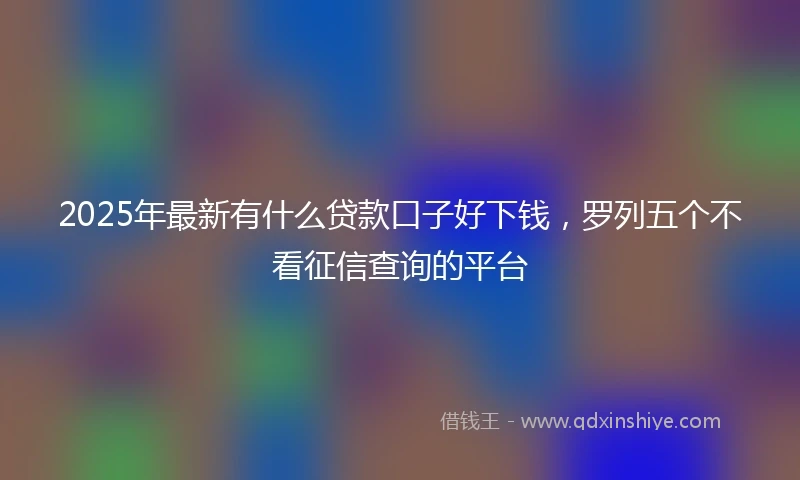 2025年最新有什么贷款口子好下钱，罗列五个不看征信查询的平台