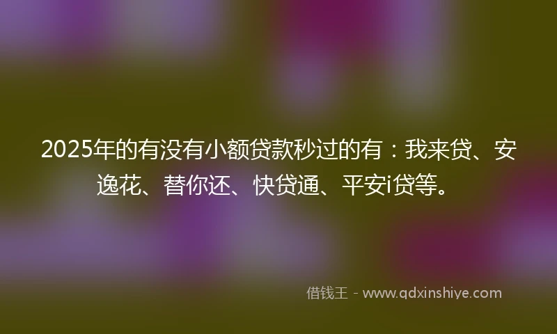 2025年的有没有小额贷款秒过的有：我来贷、安逸花、替你还、快贷通、平安i贷等。