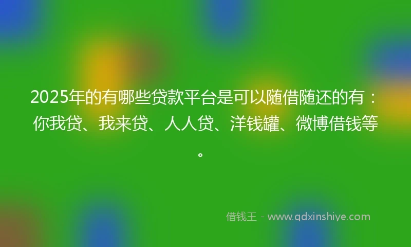 2025年的有哪些贷款平台是可以随借随还的有：你我贷、我来贷、人人贷、洋钱罐、微博借钱等。